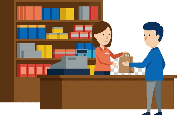 Ilustración de una tienda de barrio